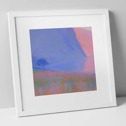 Luminous Dusk at Buttermere lake district lake art print in white frame