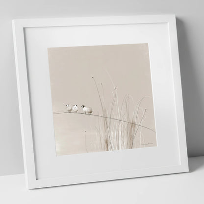 Herdwick Sheep among Fellside Grasses lake district wildlife art print in white frame