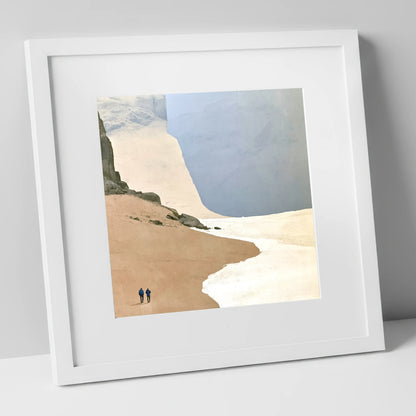 Fell Walkers Beneath Great Cliffs lake district fell art print in white frame
