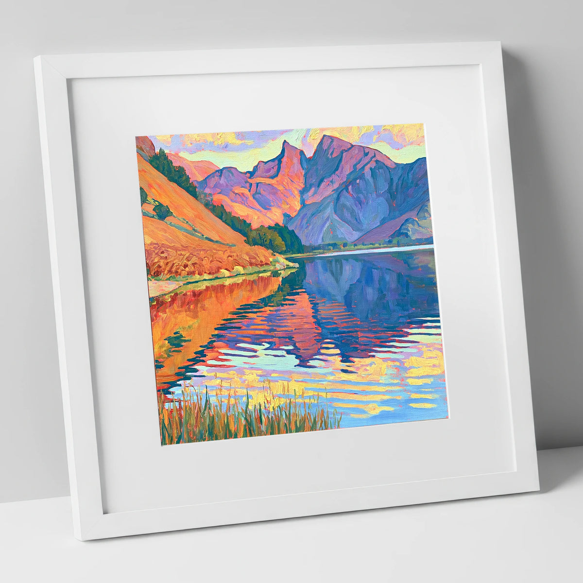 Vivid Fells of Loweswater lake district lake art print in white frame