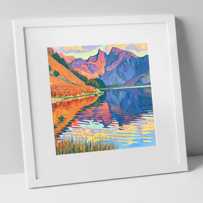 Vivid Fells of Loweswater lake district lake art print in white frame