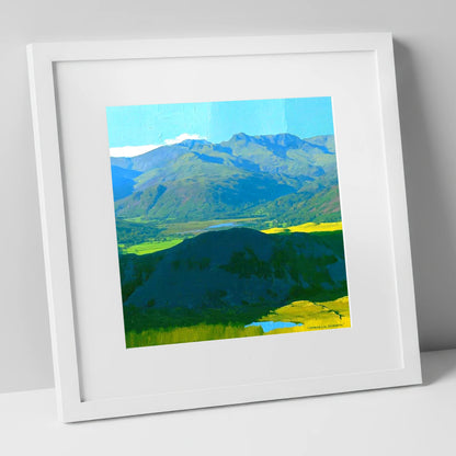 Lingmoor Fell Over Luminous Valley lake district fell art print in white frame