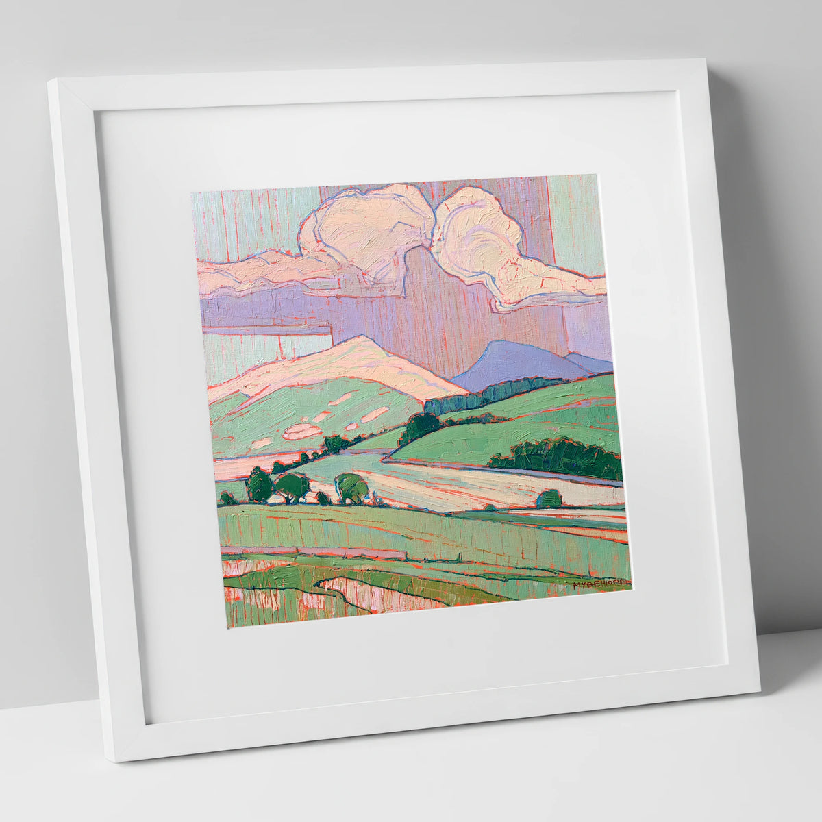 Vivid Fells Under Storm Clouds lake district sky art print in white frame