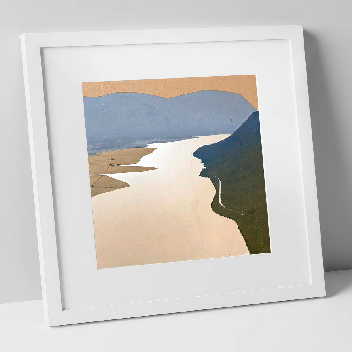 Bassenthwaite Lake From Above lake district lake art print in white frame