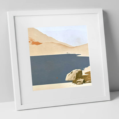 Slate Waters of Easedale Tarn lake district lake art print in white frame