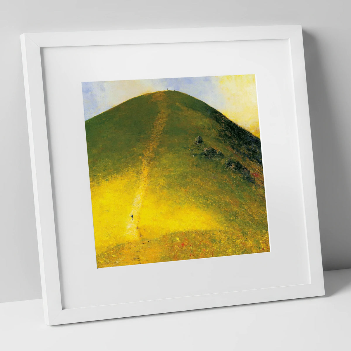 Golden Ascent of Catbells lake district fell art print in white frame