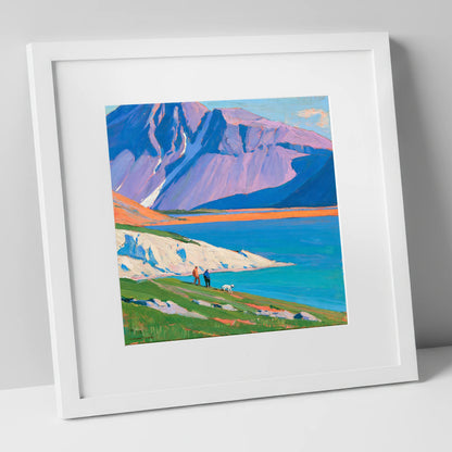 Vivid Wast Water Dog Walk gifts for dog walkers art print in white frame