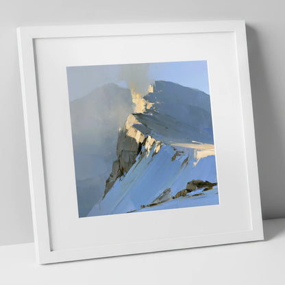 Misty Ridge in Golden Light lake district fell art print in white frame
