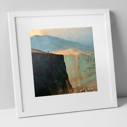 Blencathra Escarpment in Golden Light lake district fell art print in white frame