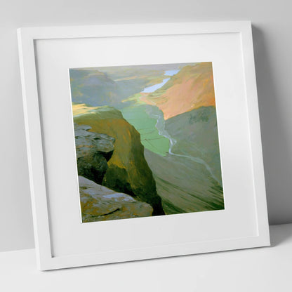 Great Gable High Valley View lake district fell art print in white frame
