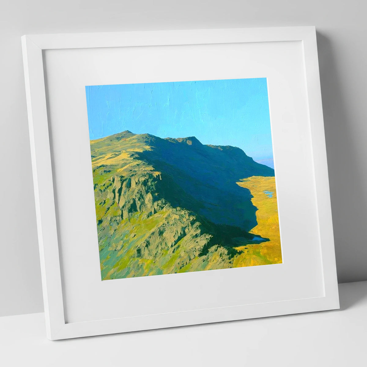 Thunacar Knott Ridge and Crags lake district fell art print in white frame