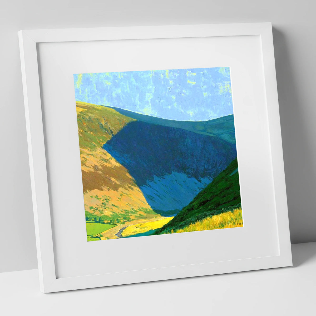 Carrock Fell Ridge in Sunlight lake district fell art print in white frame