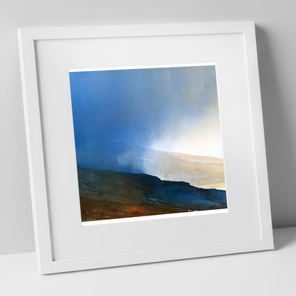 Indigo Clouds Over Rolling Fells lake district fell art print in white frame