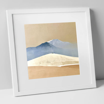 Slate Peaks and Ochre Fells lake district fell art print in white frame