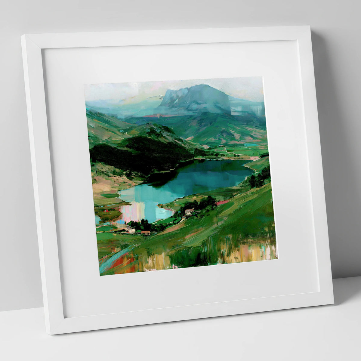 Mountain Inversion Over The Lake lake district lake art print in white frame