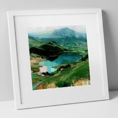 Mountain Inversion Over The Lake lake district lake art print in white frame