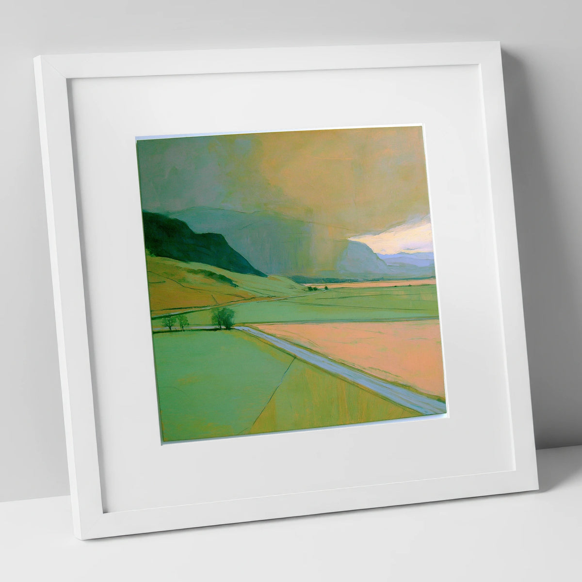 Golden Storm Clouds Over The Fells lake district sky art print in white frame