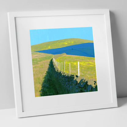 Vibrant Shadows on Loadpot Hill lake district fell art print in white frame