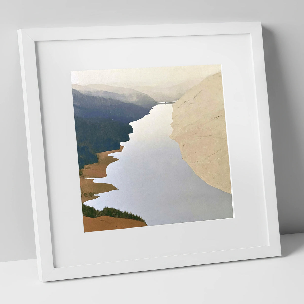 Thirlmere Reservoir and Steep Fells lake district lake art print in white frame