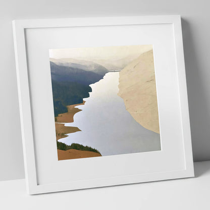 Thirlmere Reservoir and Steep Fells lake district lake art print in white frame