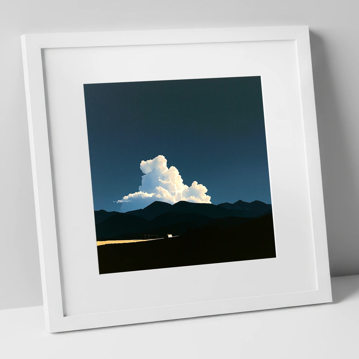Storm Clouds Over Dark Fells lake district sky art print in white frame