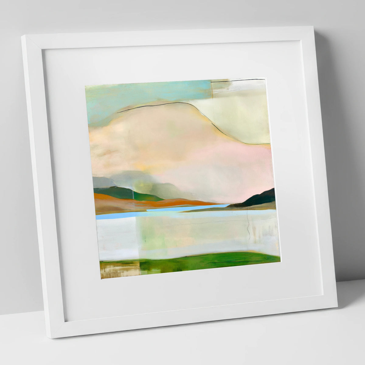Contemporary Fells Under Storm Clouds lake district sky art print in white frame
