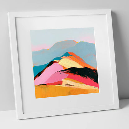 Vivid View From the Summit lake district fell art print in white frame