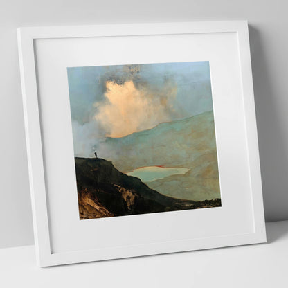 Golden Cloud Break Above Helvellyn lake district fell art print in white frame