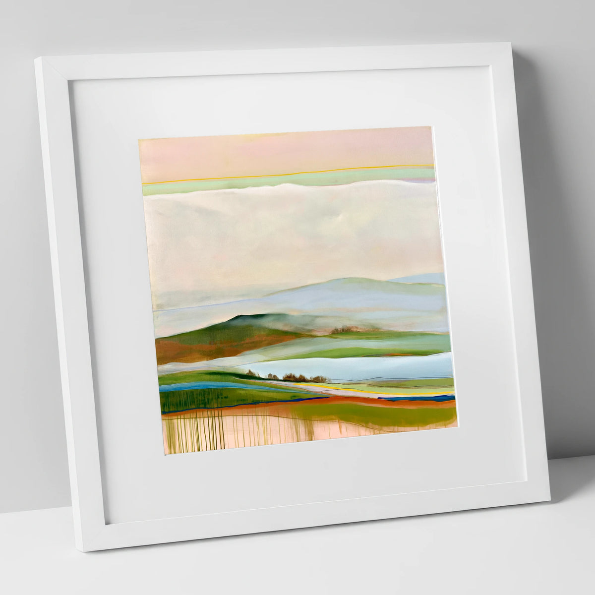 Layered Rolling Fells Under Cloud lake district fell art print in white frame