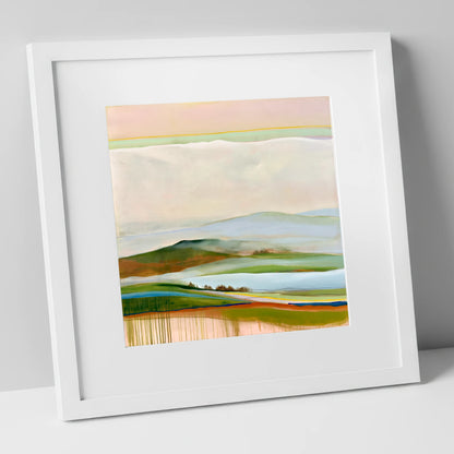 Layered Rolling Fells Under Cloud lake district fell art print in white frame