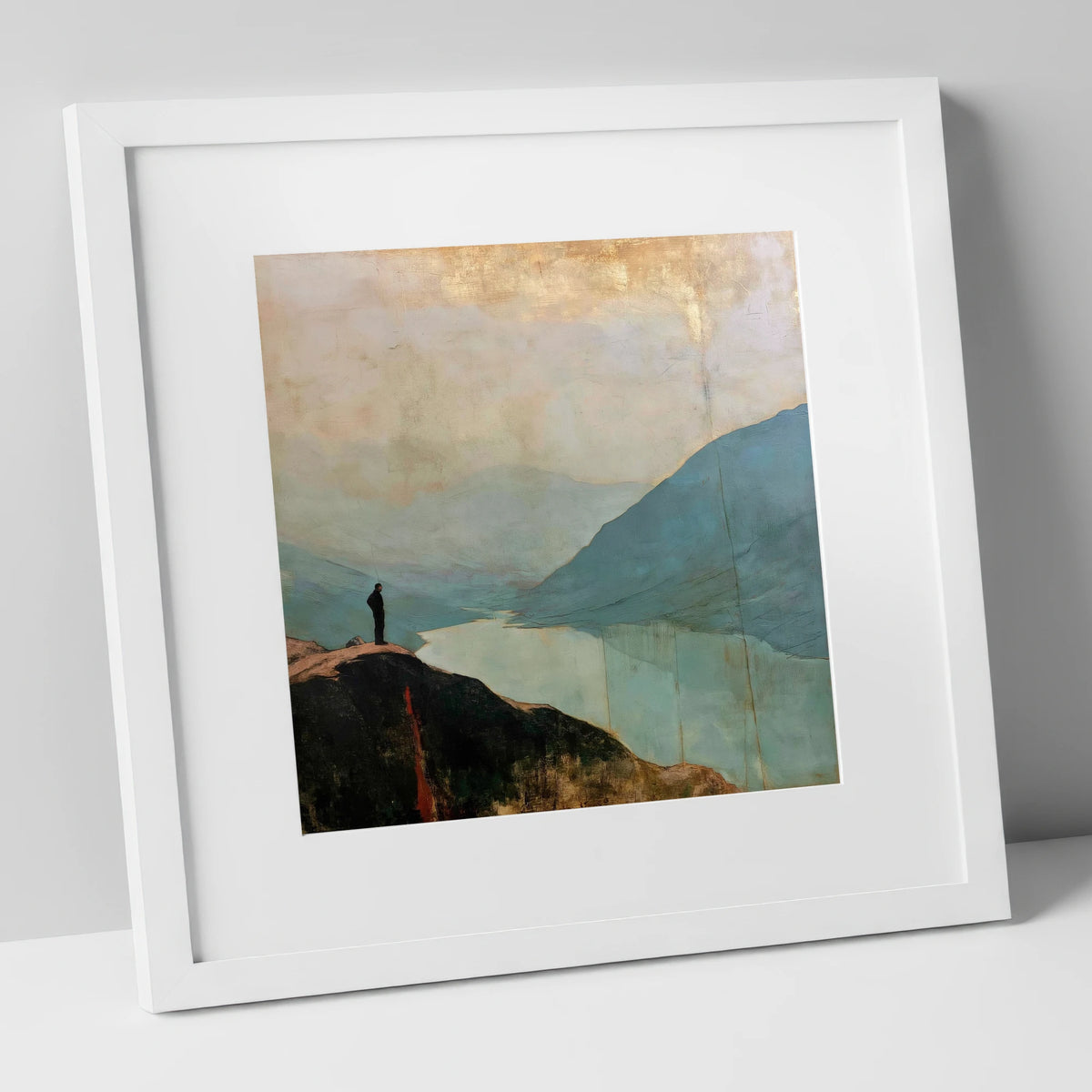Atmospheric Wasdale From Great Gable lake district fell art print in white frame
