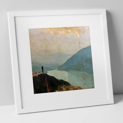 Atmospheric Wasdale From Great Gable lake district fell art print in white frame
