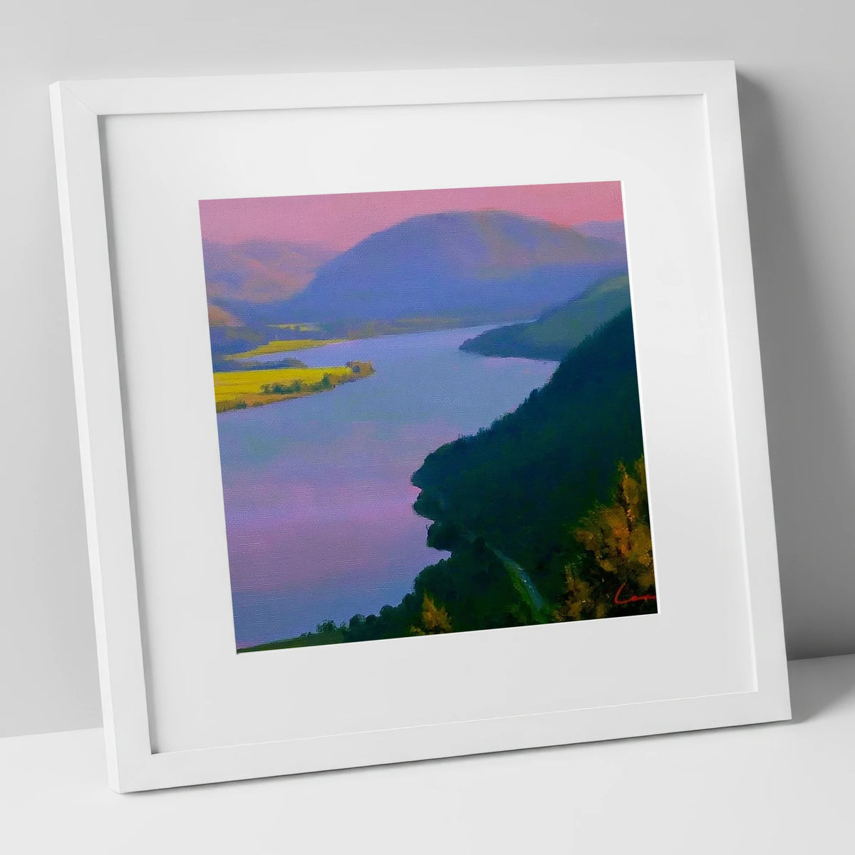 Vibrant Evening Over Bassenthwaite Lake lake district lake art print in white frame
