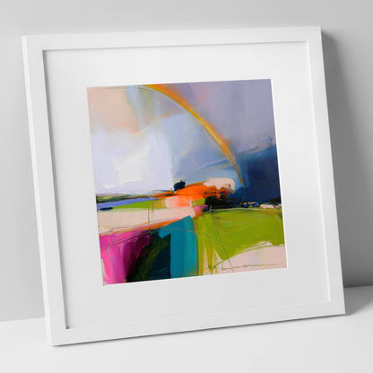 Vibrant Rainbow After Lakeland Rain lake district sky art print in white frame