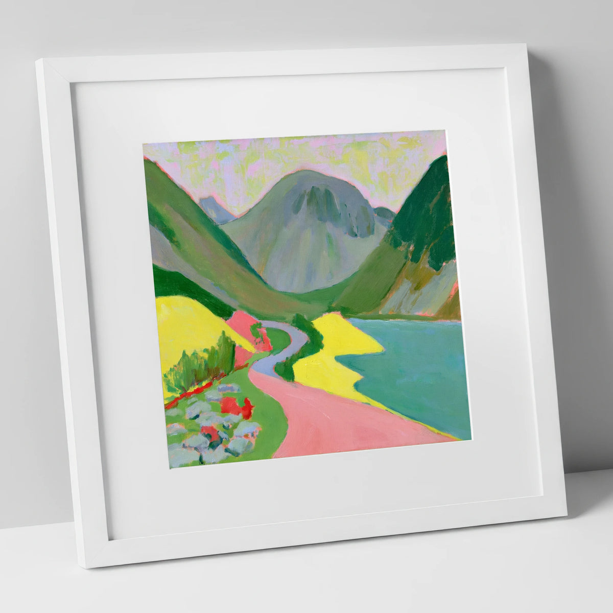 Great Gable in Vivid Colour lake district fell art print in white frame