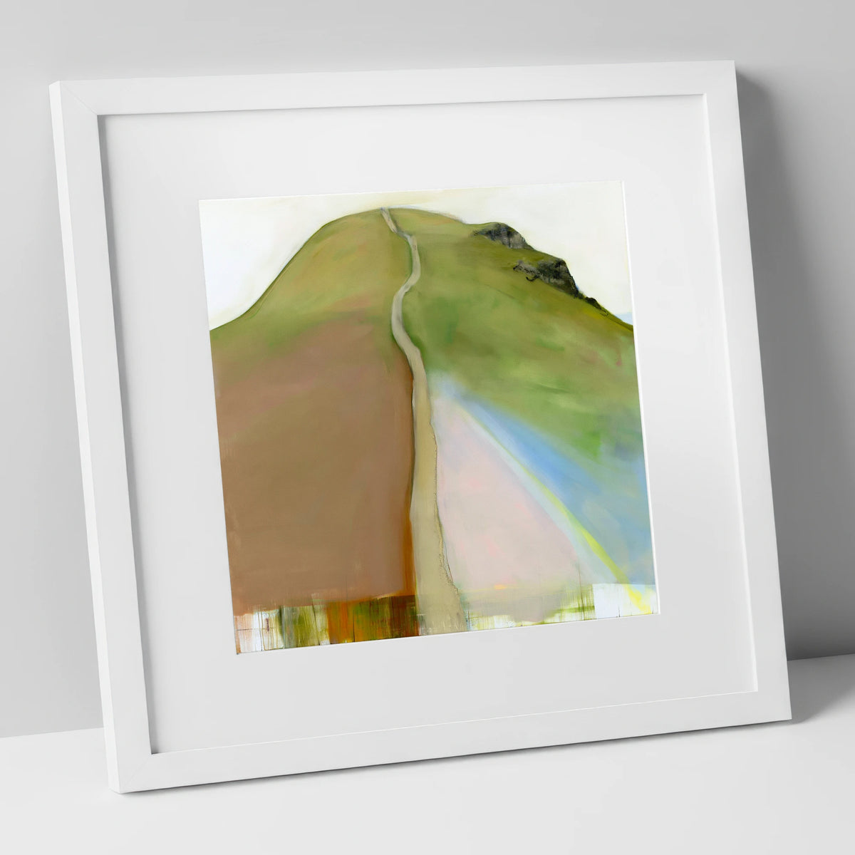Contemporary Winding Path up Cat Bells lake district fell art print in white frame