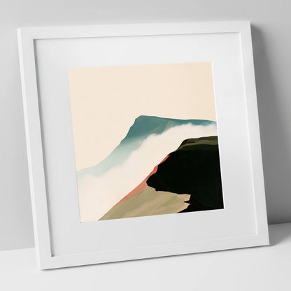 Mountain Ridge Above the Mist lake district fell art print in white frame