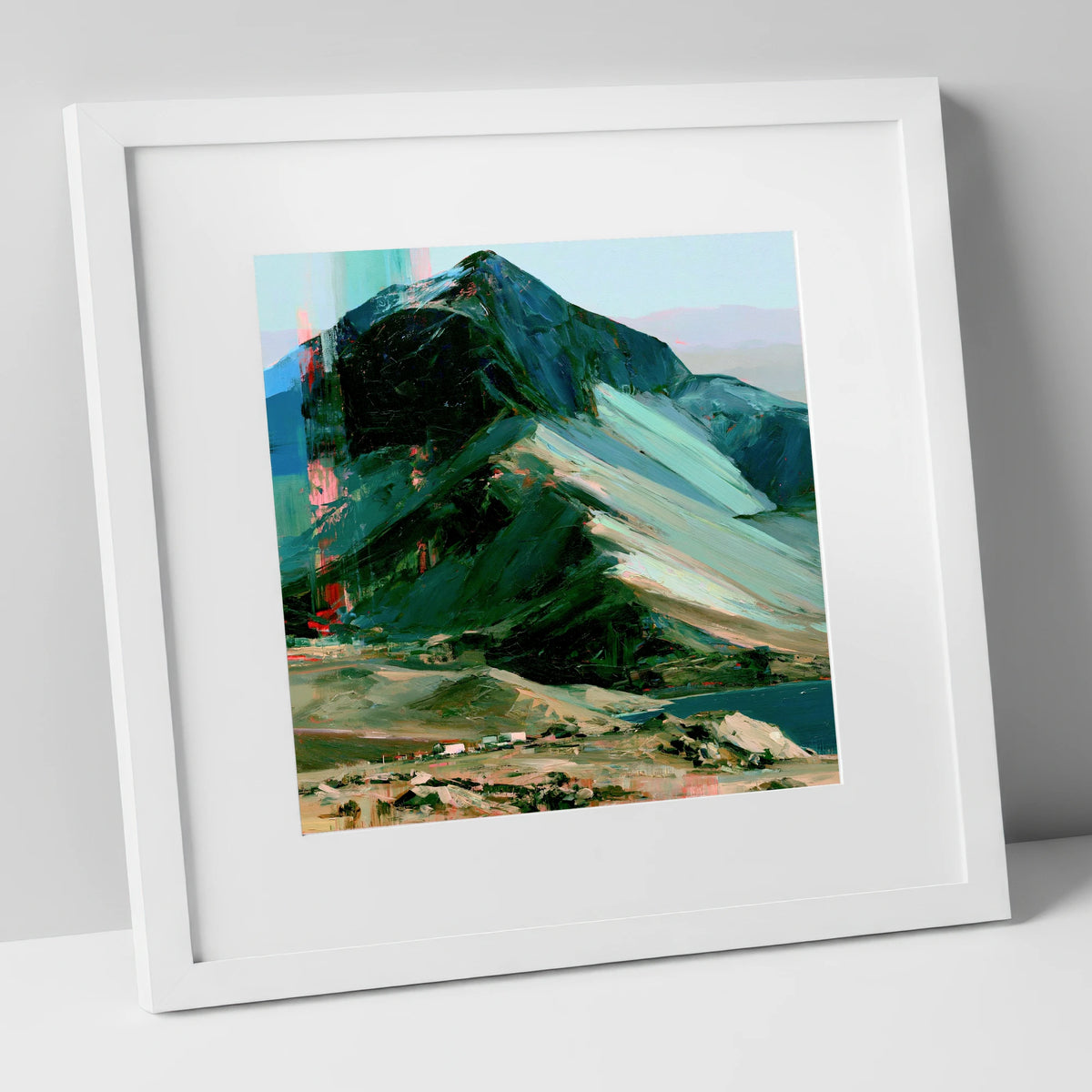 Great Gable in Vivid Teal great gable wall art art print in white frame