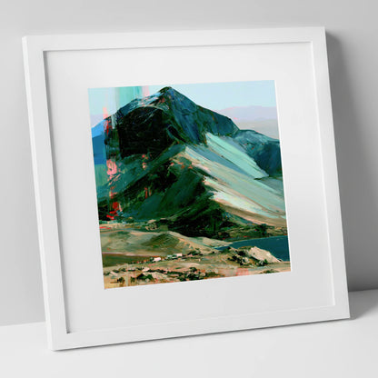 Great Gable in Vivid Teal great gable wall art art print in white frame