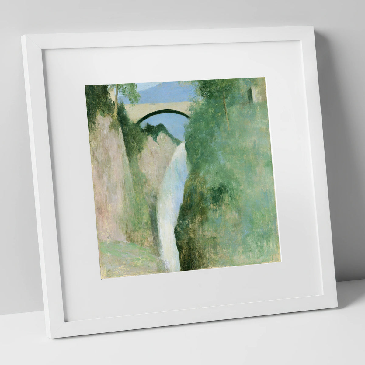 Stone Bridge Over Aira Force lake district waterfall art print in white frame