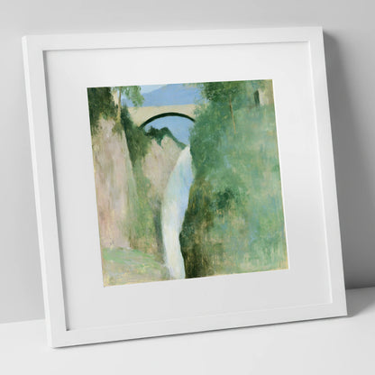 Stone Bridge Over Aira Force lake district waterfall art print in white frame