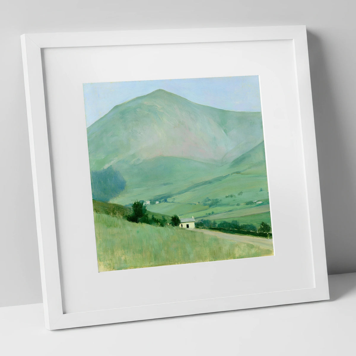 Blencathra Over the White Cottage lake district fell art print in white frame