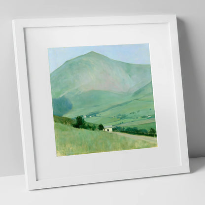 Blencathra Over the White Cottage lake district fell art print in white frame