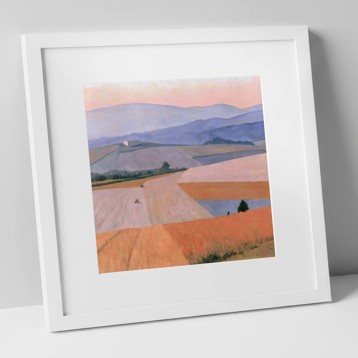 Pastel Dusk over Dale Fields lake district valley art print in white frame