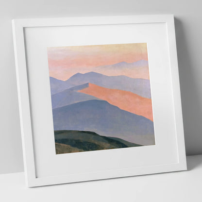 Pastel Fells from the Summit lake district fell art print in white frame