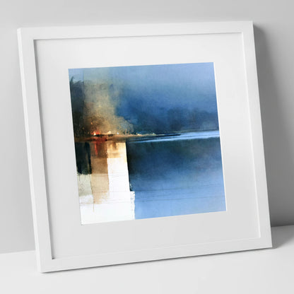 Indigo Lake Reflections at Dusk lake district lake art print in white frame