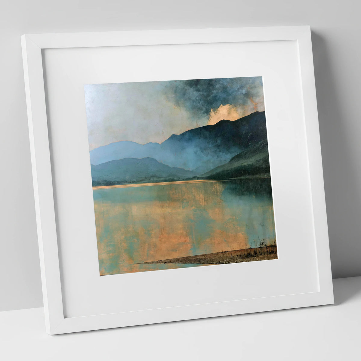 Light Breaking Over Crummock Water lake district lake art print in white frame