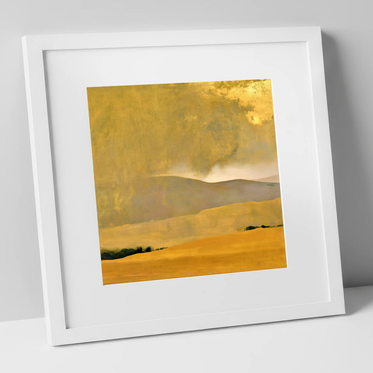 Golden Storm Over Lakeland Fells lake district sky art print in white frame