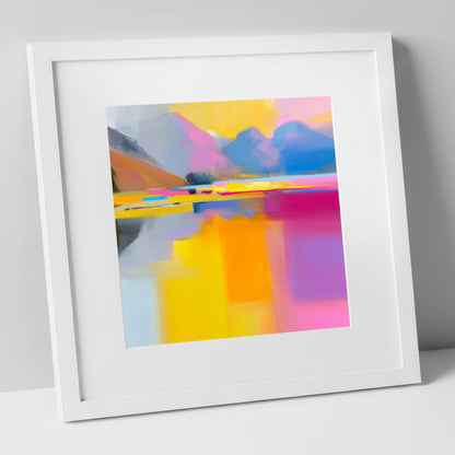 Vibrant Loweswater Reflections lake district lake art print in white frame