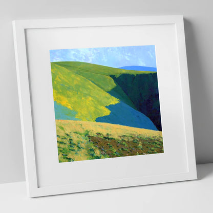 Vibrant Slopes of Meal Fell lake district fell art print in white frame